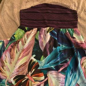 Lane Bryant strapless tropical butterfly dress size 14